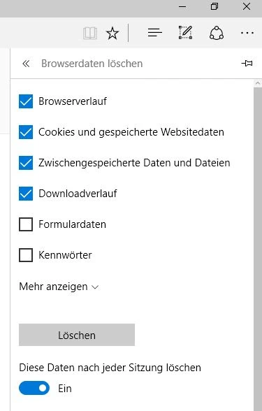 Daten löschen im EDGE